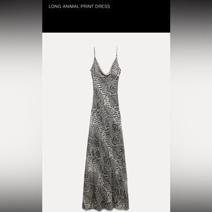 Zara Elegant Black and White Animal Print Dress